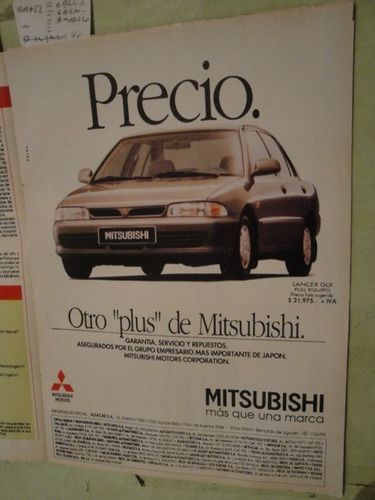 Publicidad Mitsubishi Lancer Glx Año 1993