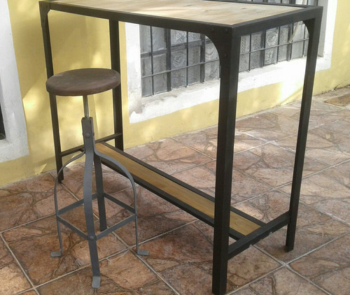 Mesa,desayunador Hierro Madera Estilo Industrial100x40x100