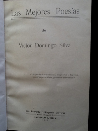 Las Mejores Poesías - Víctor Domingo Silva - Primera Edición