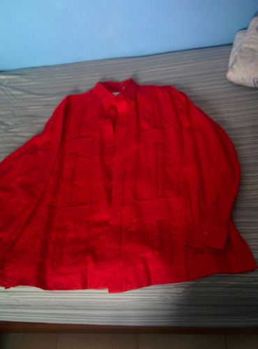 Camisa Guayabera Para Caballero Color Roja