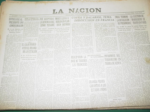 Diario La Nacion 21/1/54 Peron Recibe Gran Cruz Italiana
