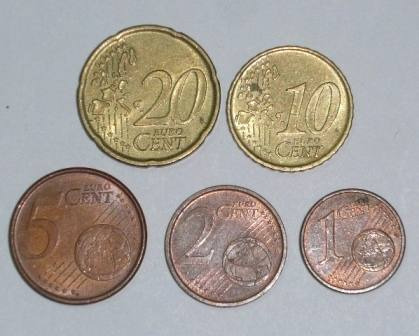 Set 5 Monedas 1 2 5 10 20 Euros Cent España Cervantes Italia