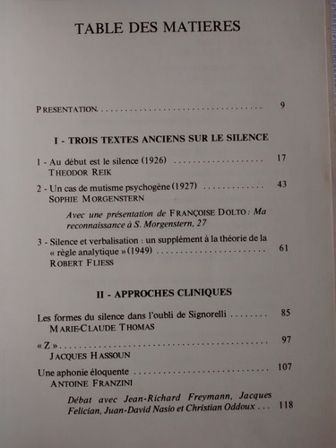 Imagen 4 de 5 de Le Silence Psychanalyse J D Nasio Rivages En Frances 1987