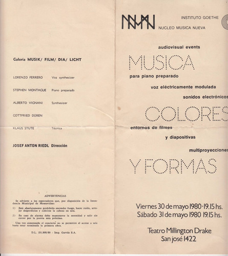 1989 Nucleo Musica Nueva Programa Concierto Josef Riedl Raro