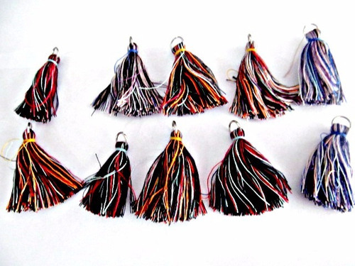 10 Flecos De Hilo Borlas Multicolor Para Pulseras Collares