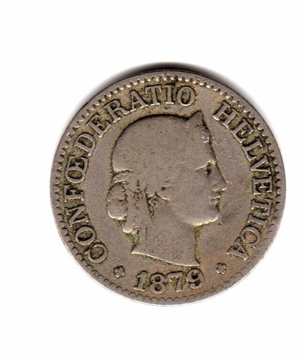 Suiza Moneda 10 Rappen 1879 Km#27 Primer Año Emision Rara