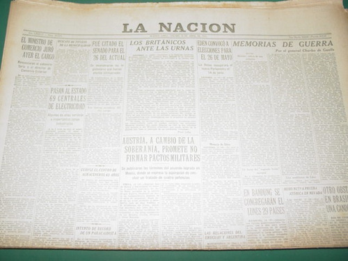 Diario La Nacion 16/4/55 Peronismo Centrales Electricidad