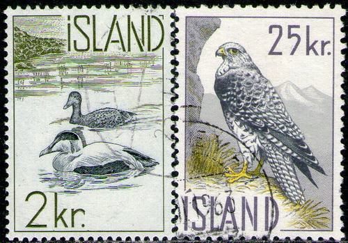 Islandia Serie X 2 Sellos Usados Aves = Fauna Año 1959