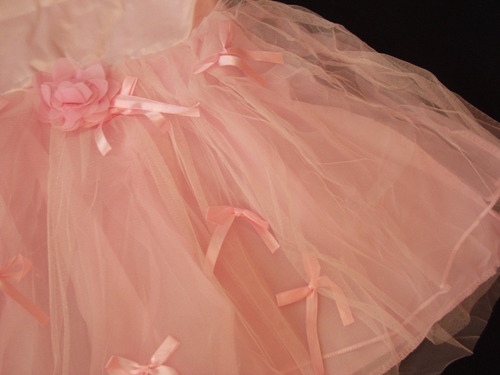 Imagem 5 de 7 de Vestido Infantil Cetim Festa Rosa Laçinhos Tam 4 Ou 6