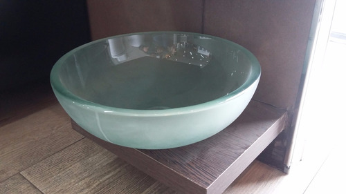 Imagen 4 de 10 de Bacha Baño Apoyo 30 Cm Vidrio Esmerilado Sobre Mesada
