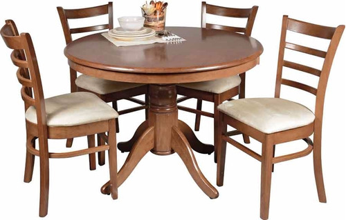 Juego De Comedor Madera Maciza - Mesa + 4 Sillas Tapizadas