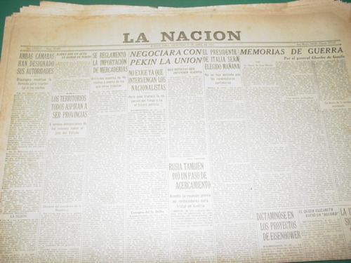 Diario La Nacion 27/4/55 Peron Discurso Territorios Provinci