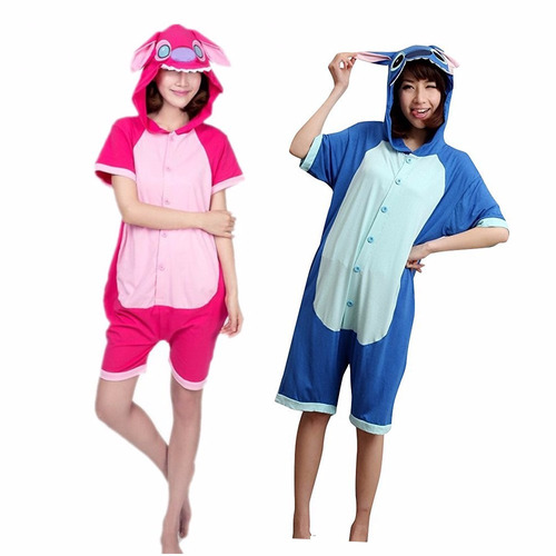 Pijama Enterito Lilo Y Stitch Kigurumi De Verano Azul/fucsia