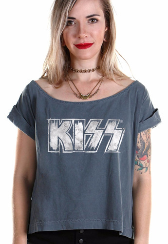 T-shirt Premium Feminina Kiss Logo - Bandup!