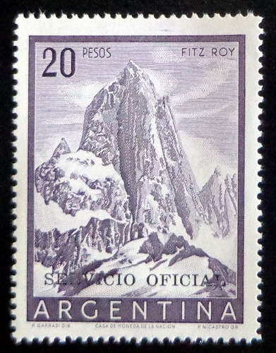 Argentina Sello Oficial Gj 726 Fitz Roy 20p Error Mint L7736