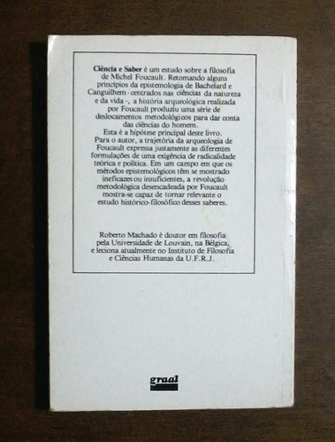 Ciência E Saber - A Trajetória Da Arqueologia De Foucault (livro) | Roberto Machado (Usado)