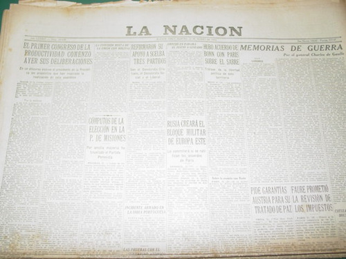 Diario La Nacion 22/3/55 Peronismo Congreso Productividad