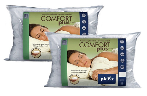 Imagen 1 de 10 de Combo 2 Almohadas Piero Comfort Plus Suave 70 X 50 Lavable