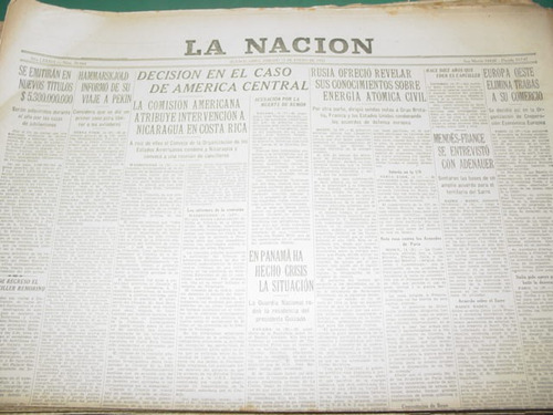 Diario La Nacion 15/1/55 Comision Americana Nicaragua
