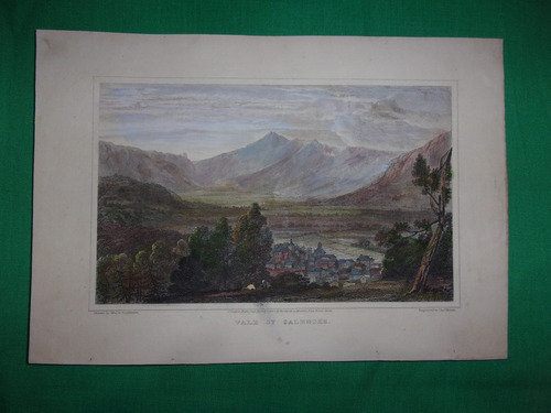 Suiza Salenche Grabado Coloreado A Mano De Londres 1820