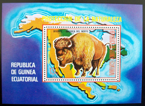 Guinea Ecuatorial, Fauna Bisonte Bloque Aéreo Mint L5646