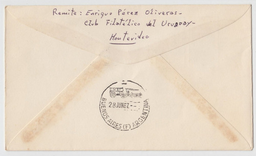 Dg- Uruguay Sobre Vuelo Mvdeo A Buenos Aires 1967