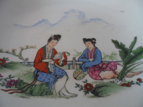 Plato Damas Oriental Porcelana China Arte Vintage Retro