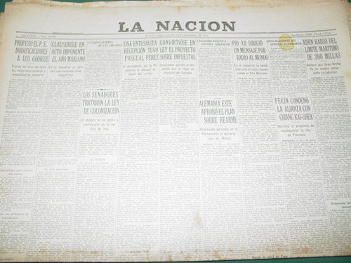 Diario La Nacion 9/12/54 Clausura Año Mariano Misa Catedral