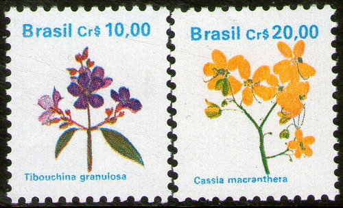 Brasil 2 Sellos Mint Flores Brasileras Año 1990