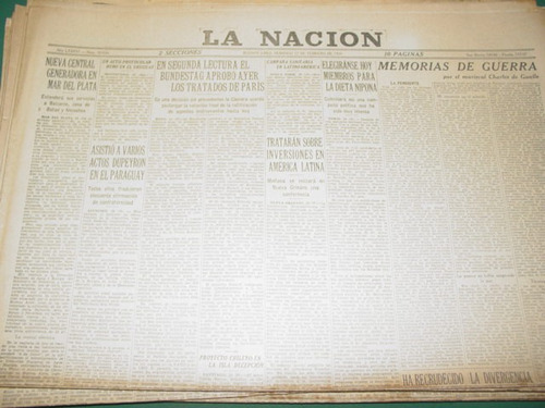 Diario La Nacion 27/2/55 Nueva Central En Mar Del Plata