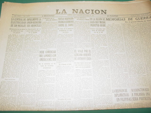 Diario La Nacion 6/3/55 Peronismo Central Electr San Nicolas