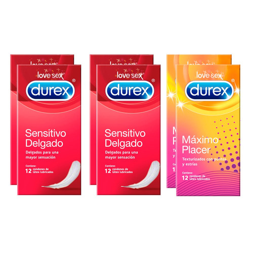Condones Preservativos Durex Sensitivo + Máximo Placer X72