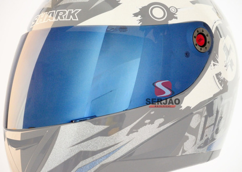Viseira Shark S650 S700 S800 S900 Azul Com Botão