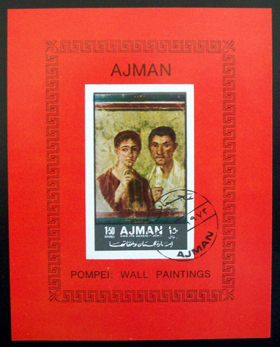 Ajman, Arte Bloque Murales Pompeya S Dentar 1972 Usado L5678