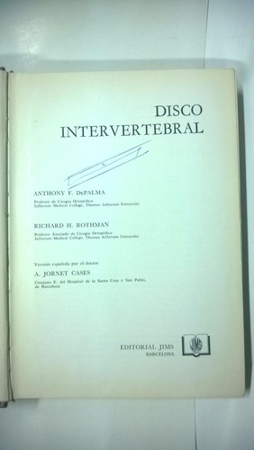 Disco Intervertebral Anthony De Palma Rothman Osteologia