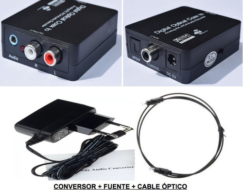 Conversor Audio Digital Coaxial Fibra Optica Toslink +cables