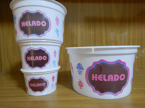 Pote Plastico Impreso Helado 80 Cc X 1000 Unid