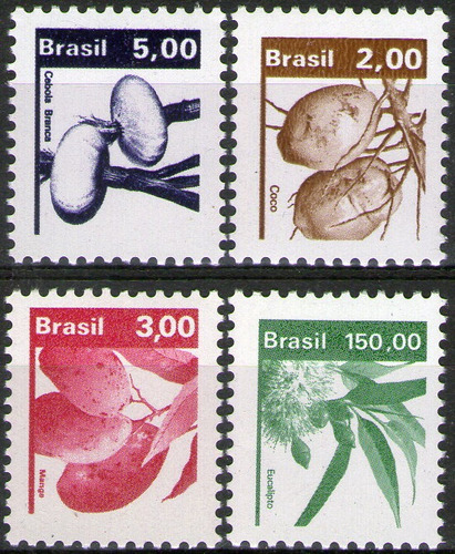 Brasil Serie X 4 Sellos Mint Hortalizas Y Frutos Años 1982-4