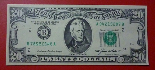 Estados Unidos Billete 20 - 1  Dolares Fantasía Unc 1985
