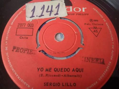 Vinilo Single De Sergio Lillo - Escapa ( S52