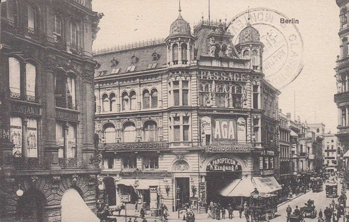 1910 Berlin Postal Passage Theater Panopticum Cursada Sello