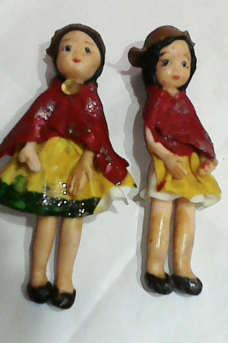 Muñecas Del Antiplano-set Por Dos -porcelana Fría Años 70-
