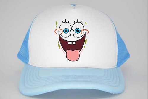 Boné Aba Curva Trucker  Bob Esponja Azul Claro Modelo 1