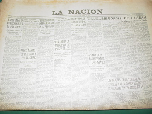 Diario La Nacion 21/4/55 Peron Habla Sindicato Espectaculos