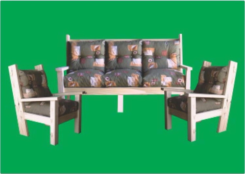 Juego D Sillones Pino 2 Cuerpos Almohadones Torneado Y Recto