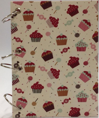 Caderno Pequeno Argolado Fichário Cup Cake 170x230mm 192 Fls