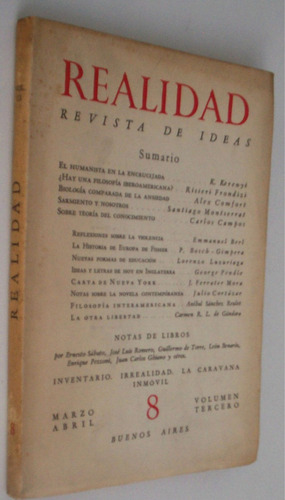 Revista Realidad Nº8 Cortázar Campos Berl Cortazar 1948