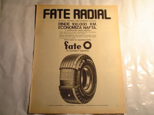 Publicidad 1969 Neumatico Argentino Fate Radial Seguridad