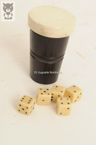 Cubilete C/ 5 Dados Miniatura Juego Antiguo Juguete Guampa