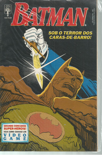 Batman N° 08 - 3ª Serie - Sob O Terror Dos Caras-de-barro ! - Em Português - Editora Abril 8 - Formato 16 X 21 - Capa Mole - 1990 - Bonellihq Cx440 H18